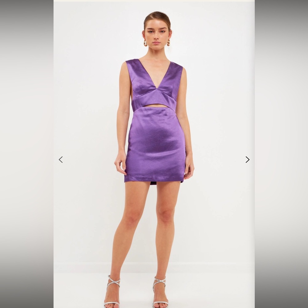 NWT Endless Rose Satin Cut-Out Mini Dress Size M Women Designer Cocktail